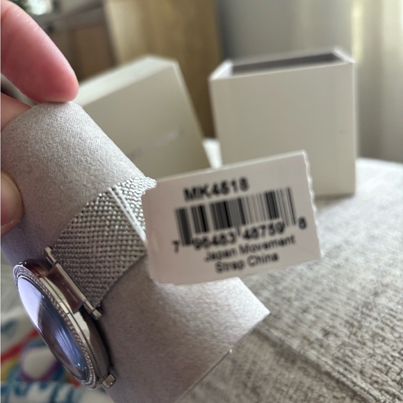 Michael Kora Darci Crystals Pink Dial Silver Band 39mm Watch MK4518 - Picture 4 of 7